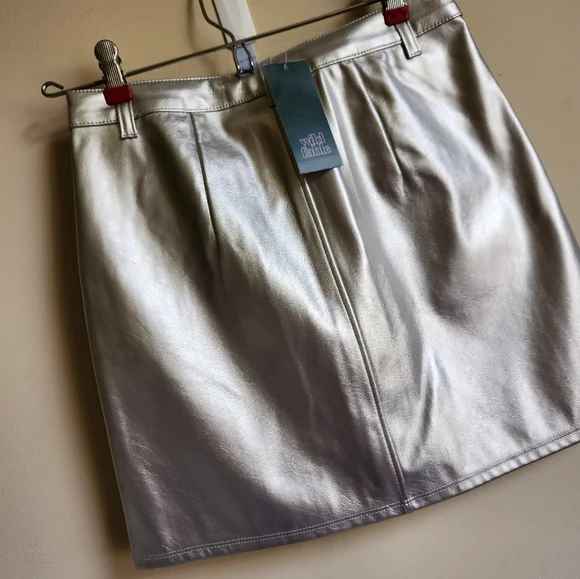 Wild fable mini skirt ladies metallic shiny nwt - Picture 3 of 4